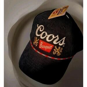 Coors Banquet Hat Cap Men Snap Back Black Corduroy Amerian Needle Trucker